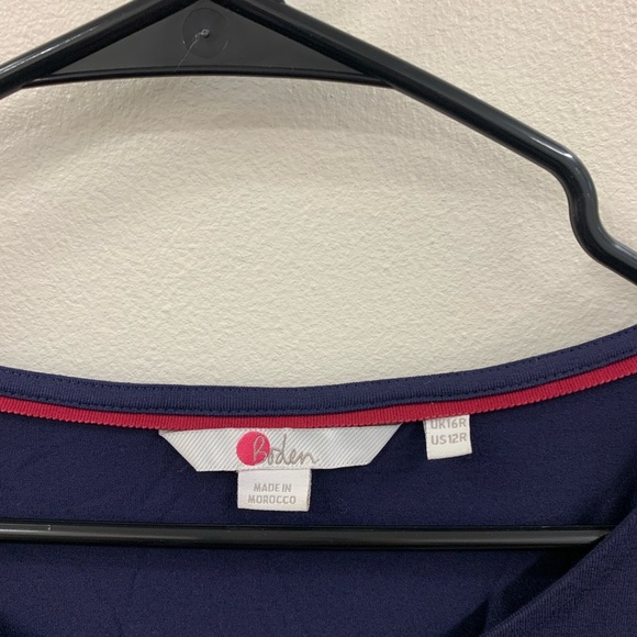 Boden CUFFS BALLOON SLEEVES DRESS navy blue size US 12R length 42 chest 22 - Picture 5 of 6